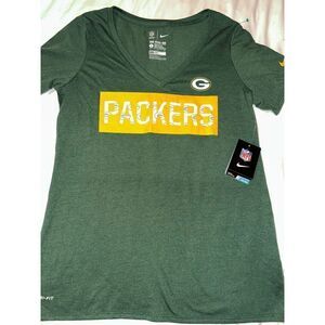 NFL Team Apparel The Nike Tee Greenbay Packers V-neck Short Sleeve T-Shirt size